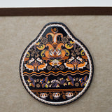 Orange-black Set of 4 Embossed Ceramic Paddle Mats - Assorted Bohemian Pattern Heat Resistant Pads