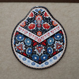 Blue-red Set of 4 Embossed Ceramic Paddle Mats - Assorted Bohemian Pattern Heat Resistant Pads