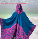 Red Soft Faux Cashmere Poncho Cape - Oversized Winter Shawl Wrap (130x150cm)