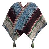 Azure Cozy Knitted Poncho Cape - Thick Mohair Blend Winter Shawl Wrap (106x135cm)