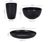 Stylish Dark Grey Wheat Straw Dinnerware Set - 24 Pieces Including Plates, Bowls & Cups