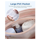 Pink Large Capacity Quilted Travel Tote Bag - Waterproof Gym Duffel with Wet Pocket (42x19x30cm)