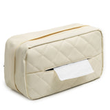 White Universal Leather Car Tissue Box Holder - Visor, Armrest & Seat Back Mount