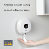 White Wall-Mounted No-Drill Automatic Foam Soap Dispenser - Infrared Sensor for