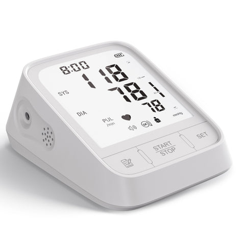 White Smart Upper Arm Blood Pressure Monitor - Medical Automatic BP Machine for Export