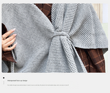 Caramel Color Luxurious Faux Cashmere Knitted Cape - Large Buckled 90 x 140 cm Women's Versatile Shawl