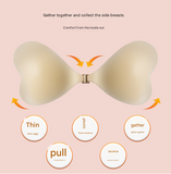 Size M [B cup] Two Pairs Light Skin Colour Heart-Shaped Silicone Breast Sticker - Thin Invisible Push-Up for Small Chest Enhancement