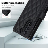 Brown Galaxy Z Fold3 Multi-Functional Leather Wallet Case for Samsung Z Fold Series - Crossbody with Pen Slot, Quilted Design Pen Not Included