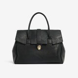 Black Spacious Women's PU Leather Tote Bag with Laptop Compartment