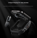 Black Steel 2-in-1 Bluetooth Smartwatch with Integrated Earbuds for Sports