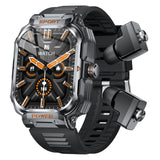 Black 2-in-1 Smartwatch with Earbuds and 2.01-Inch HD Screen for Sports