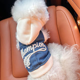 XS-Approximately 2kg Champion Cowboy Jersey Denim Vest Jacket for Dogs and Cats - Spring, Summer, and Autumn Wear