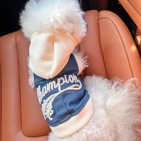 S-Approximately 5kg Champion Cowboy Jersey Denim Vest Jacket for Dogs and Cats - Spring, Summer, and Autumn Wear