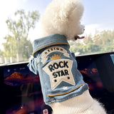 S Around 5kg Rock 'n' Roll Denim Chic Denim Pet Vest - Stylish Jean Jacket for Dogs & Cats - Spring, Summer & Autumn Fashion