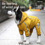 M Pink And Gray Trim Waterproof Four-Legged Dog Raincoat with Leash Hole for Small Breeds