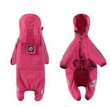 XL Pink And Gray Trim Waterproof Four-Legged Dog Raincoat with Leash Hole for Small Breeds