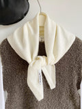 White Chic Wool Blend Knit Triangle Scarf - Versatile & Warm Fashion Accessory - 105 x 35cm