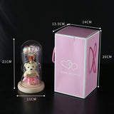 Enchanted Rose & Teddy Bear in Glass Dome with LED Lights - I Love You" Gift(purple)"
