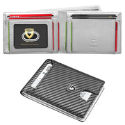 Men's Slim Leather Bifold Wallet - RFID Blocking, 11 Card Slots, ID Window(Carbon Silver)