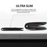 Men's Slim Leather Bifold Wallet - RFID Blocking, 11 Card Slots, ID Window(Carbon Silver)