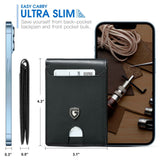 Men's Slim Leather Bifold Wallet - RFID Blocking, 11 Card Slots, ID Window(Carbon Silver)