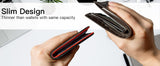Men's Slim Leather Bifold Wallet - RFID Blocking, 11 Card Slots, ID Window(Carbon Silver)