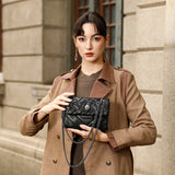 Elegant Quilted Leather Chain Bag with Bird Head Clasp(Black)