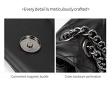Elegant Quilted Leather Chain Bag with Bird Head Clasp(Black)