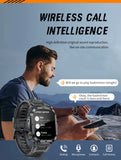 Smartwatch with Flashlight, Compass & Wireless Calling - Health & Fitness Tracker(Black silicone with black case)