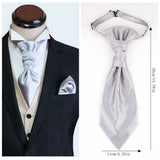 Men's Formal Paisley Ascot Cravat & Pocket Square Set - Adjustable Necktie for Weddings(Dark Gray pattern)