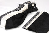 Men's Formal Paisley Ascot Cravat & Pocket Square Set - Adjustable Necktie for Weddings(Ivory White)