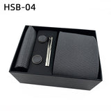 Men's Luxury Necktie Gift Set - 4 Piece Set with Tie, Pocket Square, Cufflinks & Tie Clip(Light gray)