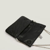 Chic Quilted Leather Crossbody Bag with Chain Strap & Tassel Detail(Pure black)