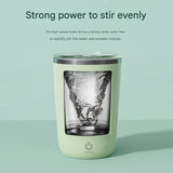 Mini Portable Electric Self-Stirring Mug - USB-C Rechargeable, 4-Hour Use, Stainless Steel (Green)