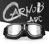 Retro Motorcycle Goggles - Windproof, UV400 Protection, Anti-Impact PC Lenses with Leather Frame(Black leather gray lens)