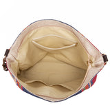 Bohemian Style Canvas Hobo Bag with Tassels & Geometric Print - Large Capacity Shoulder Bag(green)