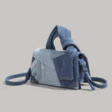 Chic Patchwork Denim Handbag - Versatile Crossbody, Shoulder & Top-Handle Bag(White)