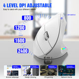 Ergonomic Vertical Wireless Mouse - 2.4G/Bluetooth, Rechargeable, RGB Light, 4 DPI Levels(white)