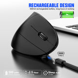 Ergonomic Vertical Wireless Mouse - 2.4G/Bluetooth, Rechargeable, RGB Light, 4 DPI Levels(white)