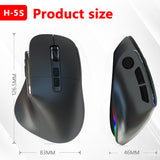 Ergonomic Vertical Wireless Mouse - Dual Mode (2.4G + Bluetooth), RGB Light, Rechargeable 500mAh Battery(Blue)