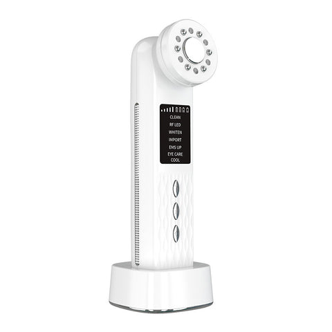 Multi-Functional Facial Beauty Device - Ultrasonic, EMS, RF LED, Cool Therapy & Eye Care(white)