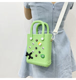 EVA Large Capacity Crossbody & Handbag - Customizable with Charms, Lightweight & Versatile,Khaki (with DIY accessories)