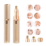3-in-1 Rechargeable Electric Trimmer for Women - Nose, Eyebrow & Facial Hair Remover with Washable Heads & LED Light(brown)