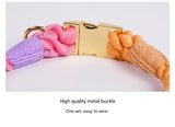 Handmade Rope Dog Collar and Leash Set - Colorful Woven Cotton (Navy blue - Size L)