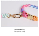 Handmade Rope Dog Collar and Leash Set - Colorful Woven Cotton Cotton (Dark Gray - Size S)