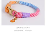 Handmade Rope Dog Collar and Leash Set - Colorful Woven Cotton Cotton (Black - Size S)