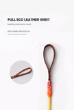 Premium Leather Pet Collar and Leash - Soft, Strong Braided Rope (Wine red - Size L)