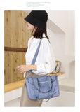 Blue Versatile Water-Repellent Nylon Tote Bag - Lightweight Multi-Pocket Shoulder & Crossbody Handbag