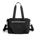 Black Versatile Water-Repellent Nylon Tote Bag - Lightweight Multi-Pocket Shoulder & Crossbody Handbag