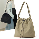 Pink Chic Lightweight Nylon Drawstring Tote Bag - Multi-Pocket Casual Shoulder & Crossbody